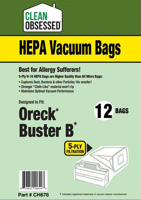 Clean Obsessed 12-Pack, Compatible with Select Oreck Models (Verify Fitment)