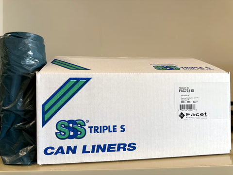 Facet 38 x 58 Steel Blue Futura Can Liners, 60 Gallon, .98 Mil, 150/Case