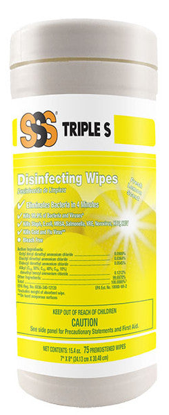SSS 21104 Disinfecting Cleaning Wipes, 7"x8", 6/75 CT
