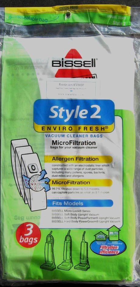 Bissell Style 2 Enviro Fresh Vacuum Bags 3pk, 32013