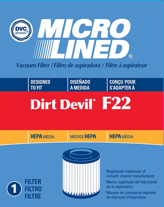 Dirt Devil Replacement F-Hepa Filter Bulk-F22 Hepa Filter Deviluum Bags, 3pk