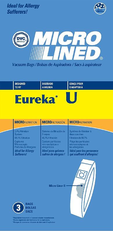 Eureka Replacement U Microlined Vacuum Bag, 3pk