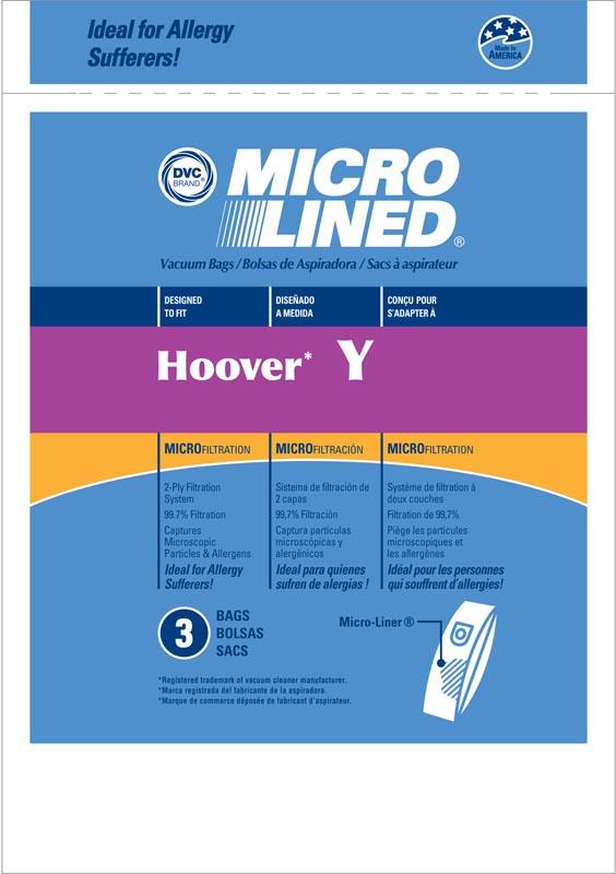 Hoover Replacement Type Y Microlined Vacuum Bags, 3pk
