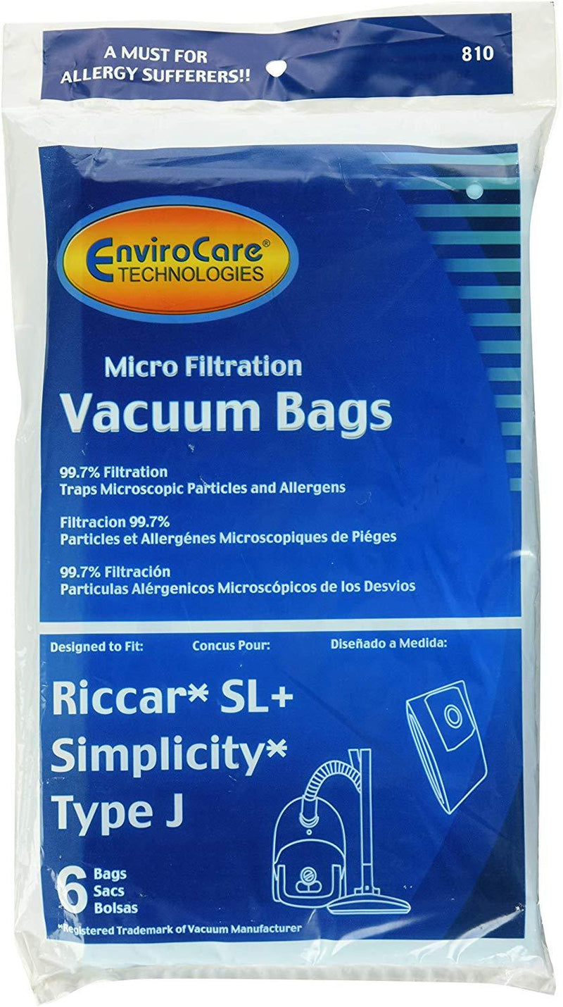 Riccar Replacement Style SL+ Micro Filtration Bags, 6pk (EVC810)