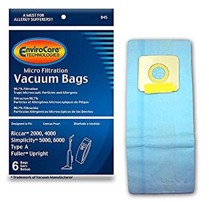 Riccar Replacement Style A Micro Filtration Bags, 6pk (EVC845)
