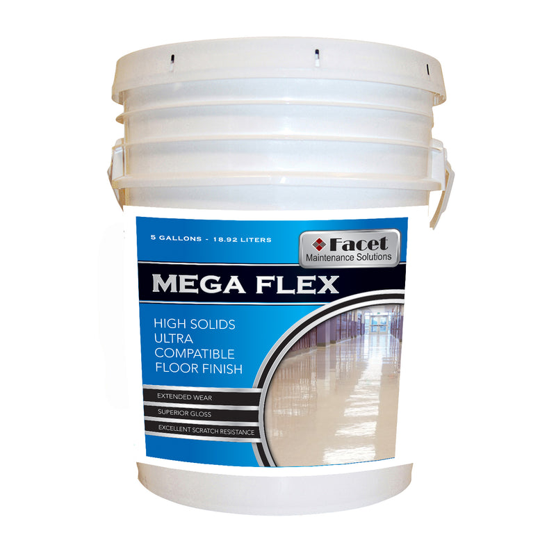 Facet Mega Flex High Solids Ultra Compatible Floor Finish,25% Solids, 5-gallon pail