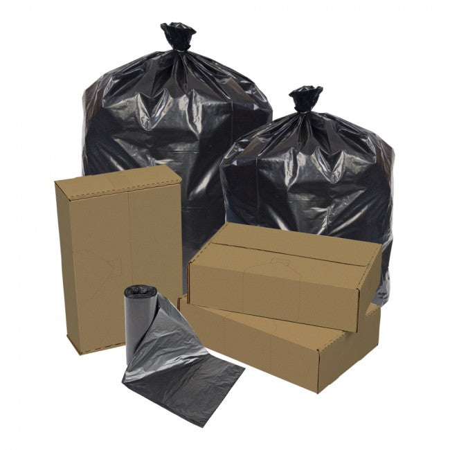 24x32 LLD 0.9 mil Extra Heavy Can Liner, Black, 12-16 gal, Coreless roll, 500 bags/case