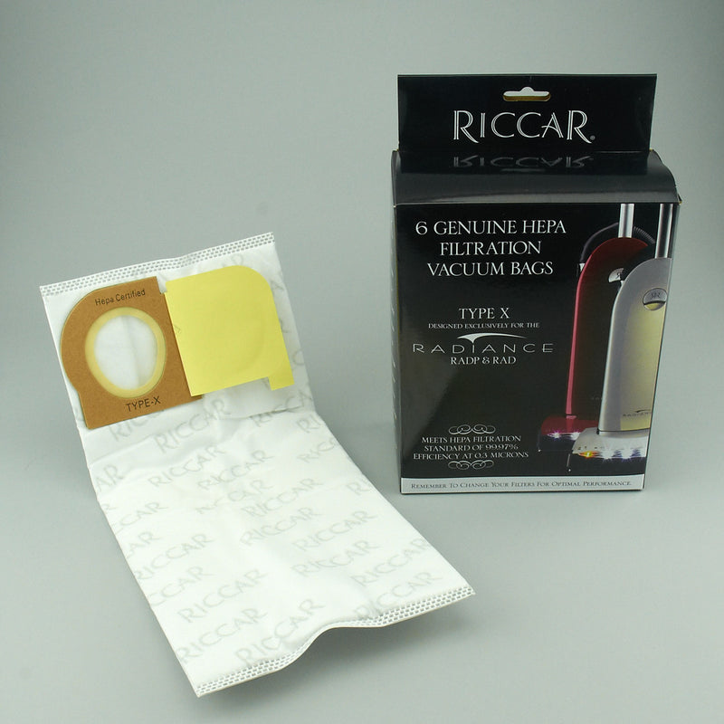 Riccar Type X HEPA Media Bags for Radiance RAD Series RXH-6, 6pk